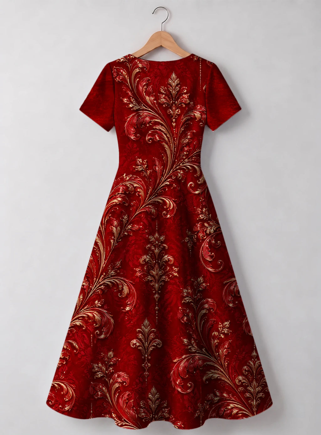"Wokovu" Sweetheart Midi Dress — back flat