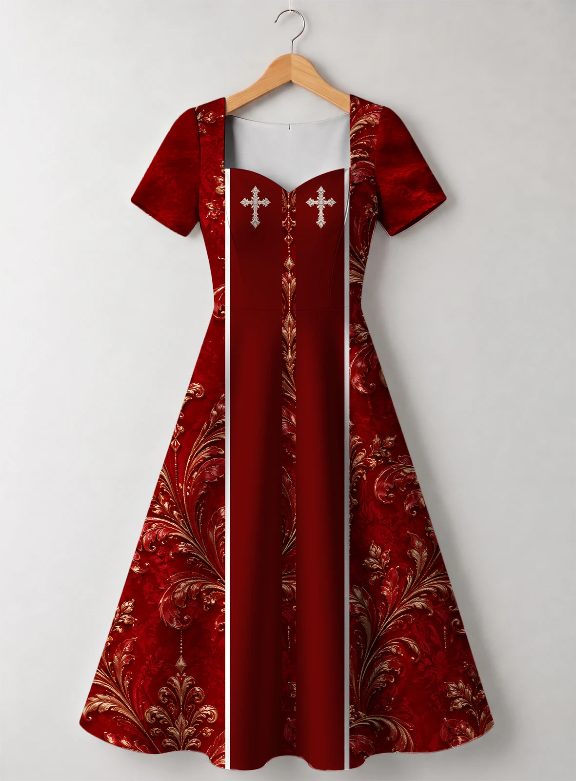 "Wokovu" Sweetheart Midi Dress — front flat