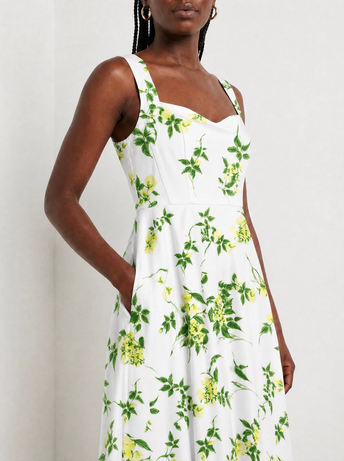 "Yasmini" Corset Dress — close-up of the bodice and the in-seam side pocket