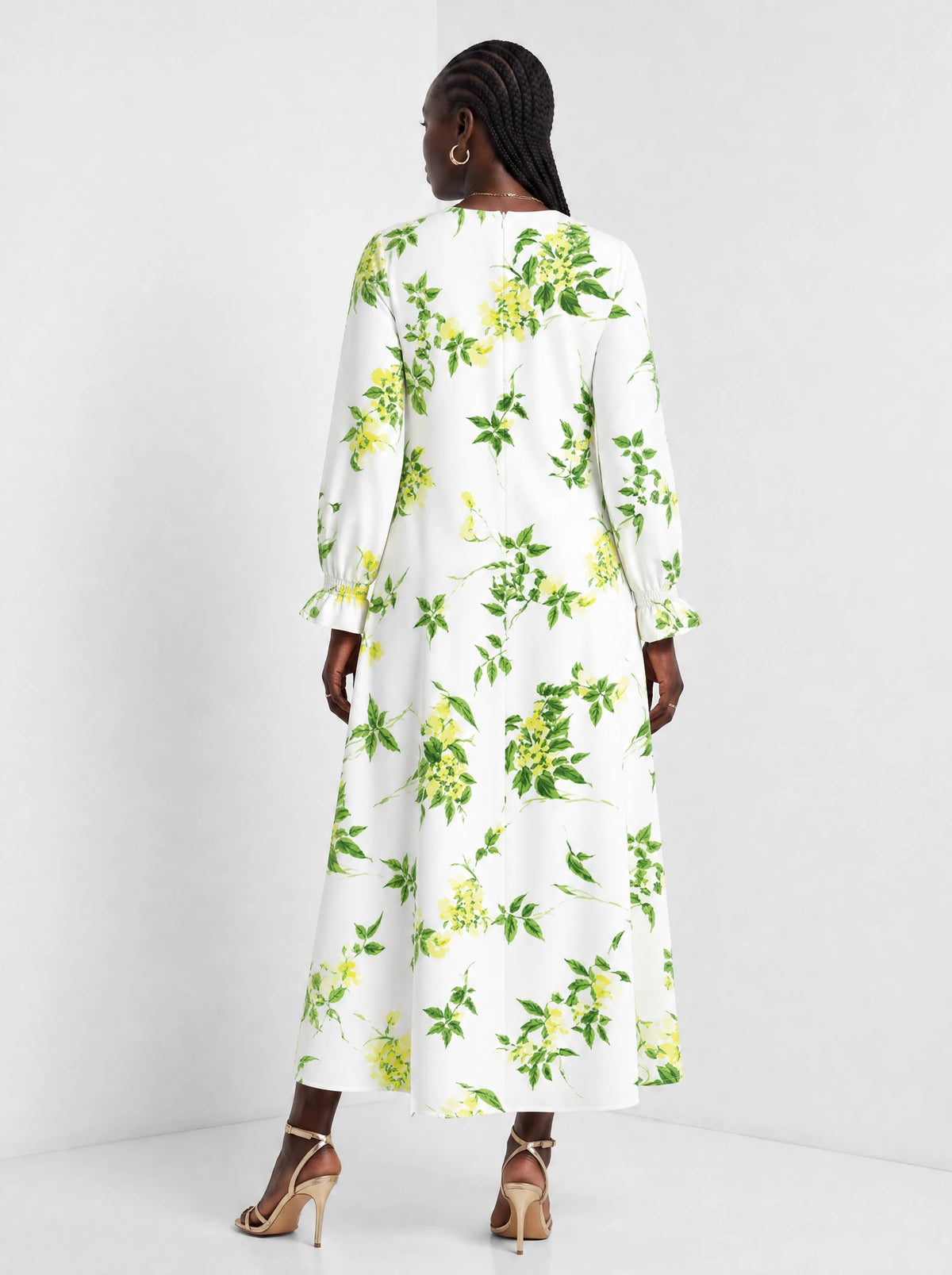 "Yasmini" Long Sleeve Maxi Dress — back view on model