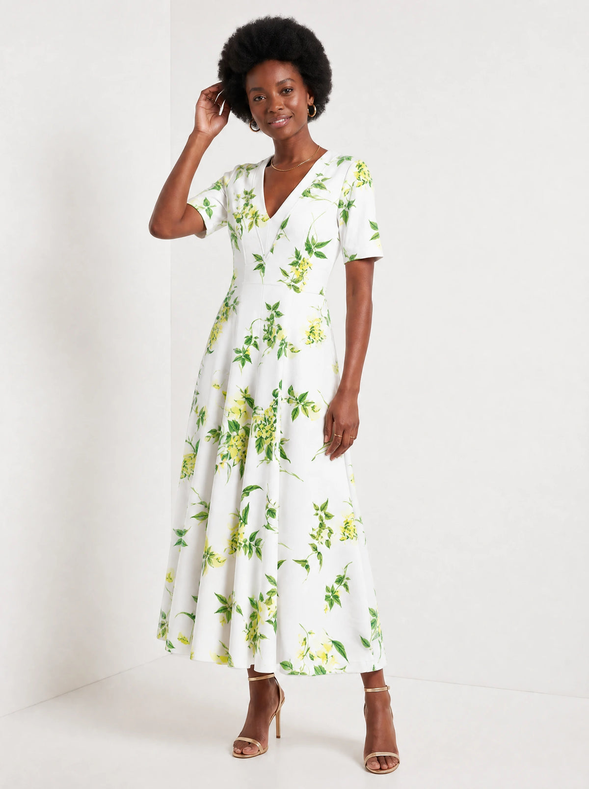 "Yasmini" Short Sleeve Maxi Dress — front