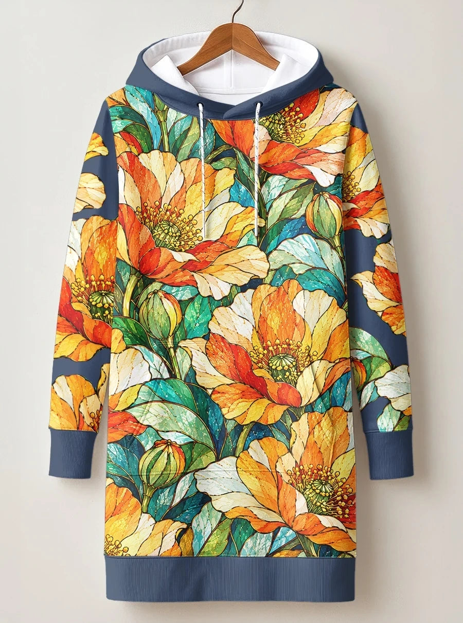 "Zafarani" Hoodie Dress — front flat