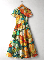 "Zafarani" V Neck Midi Dress Promo
