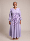 "Zambarau" Puff Sleeve Maxi Dress