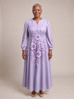 "Zambarau" Puff Sleeve Maxi Dress