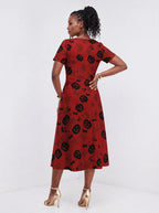"Zimwi" Halloween Sweetheart Midi Dress — back view on model