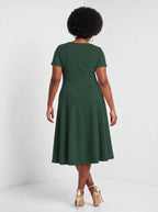 "Zuhura" Sweetheart Midi Dress — back view on model