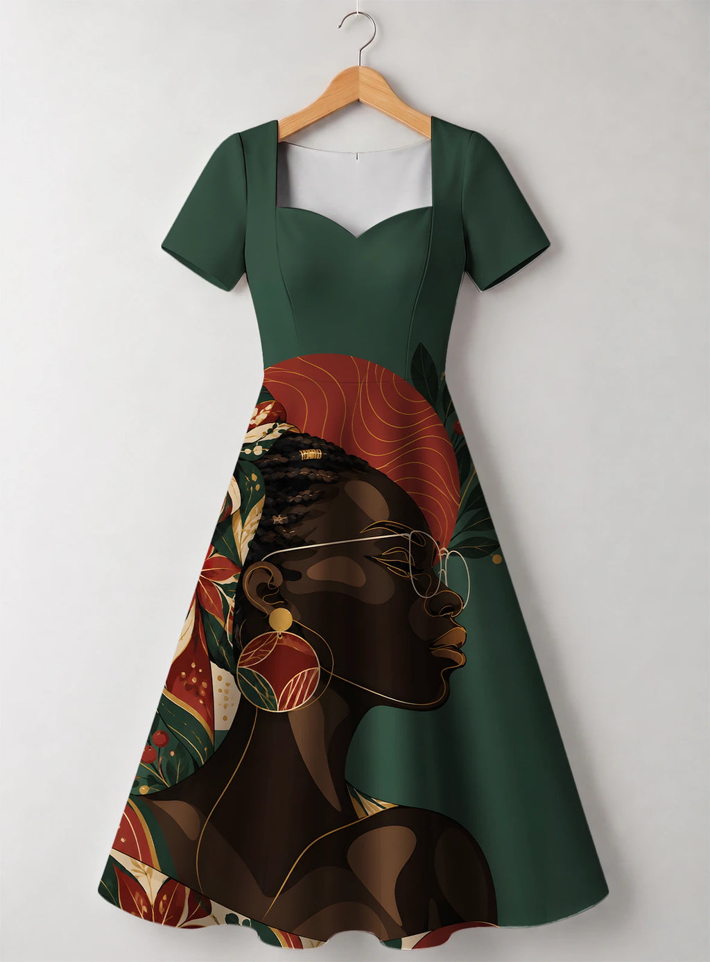 "Zuhura" Sweetheart Midi Dress — front flat