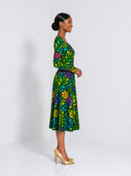 "Zumaridi" Long Sleeve Sweetheart Midi Dress — side view on model