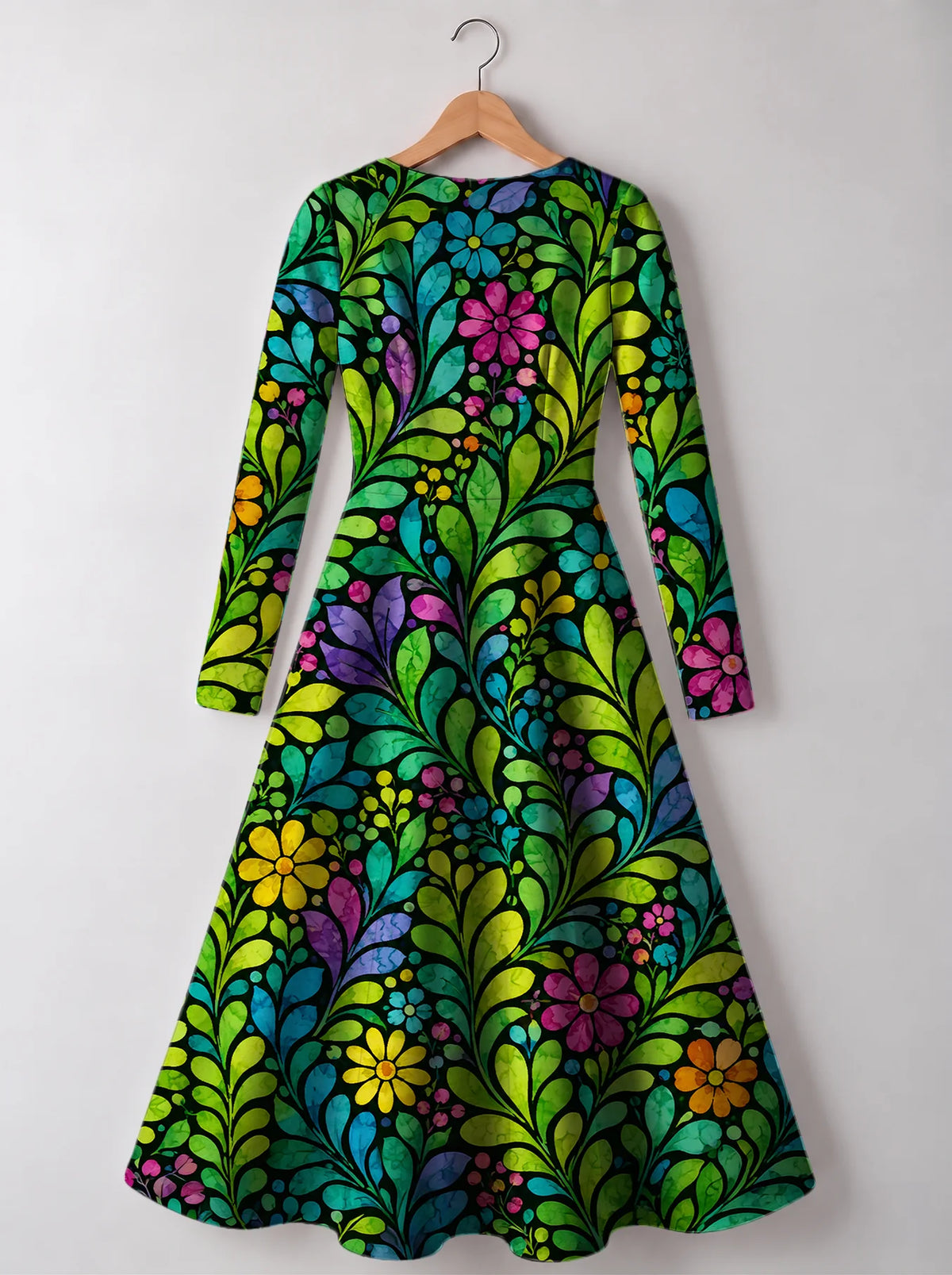 "Zumaridi" Long Sleeve Sweetheart Midi Dress — back view