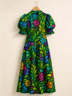 "Zumaridi" Puff Sleeve Dress — the dress on a hanger, back