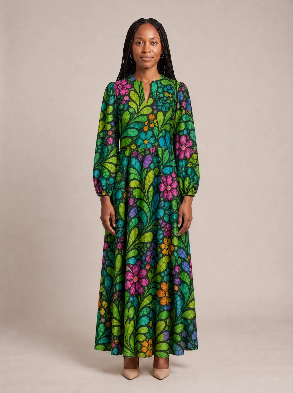 "Zumaridi" Puff Sleeve Maxi Dress
