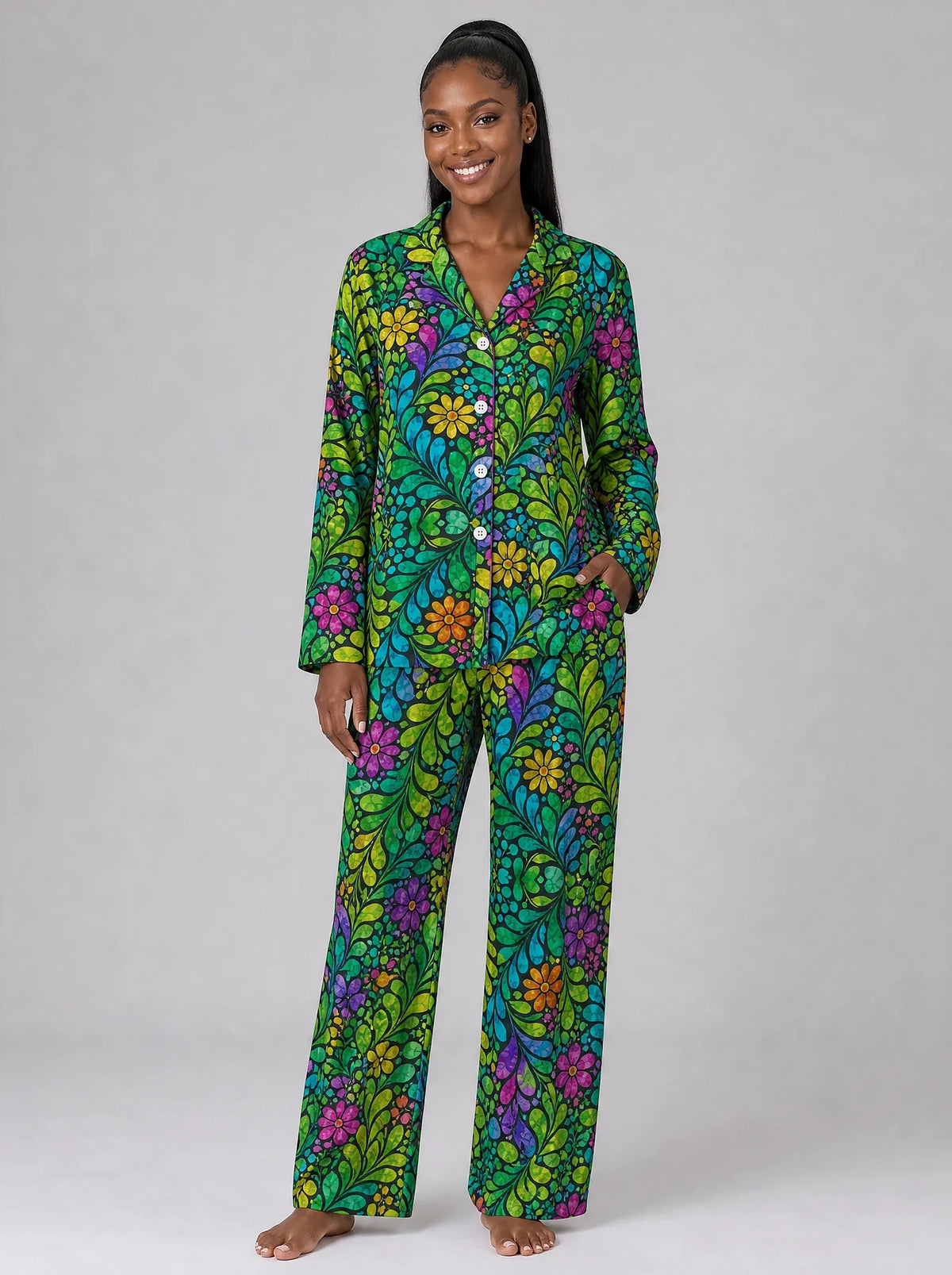 "Zumaridi" Pajama Set — front view on model