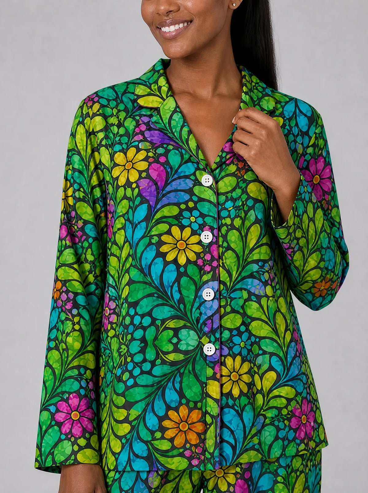 "Zumaridi" Pajama Set — close-up on model