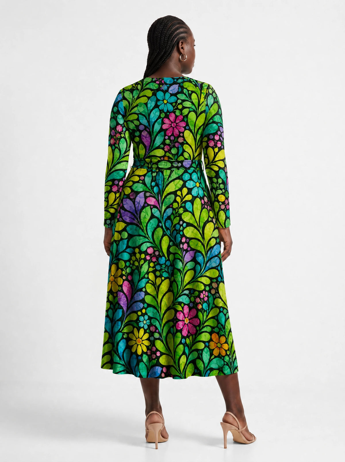 "Zumaridi" Long Sleeve Midaxi Dress — back view on model