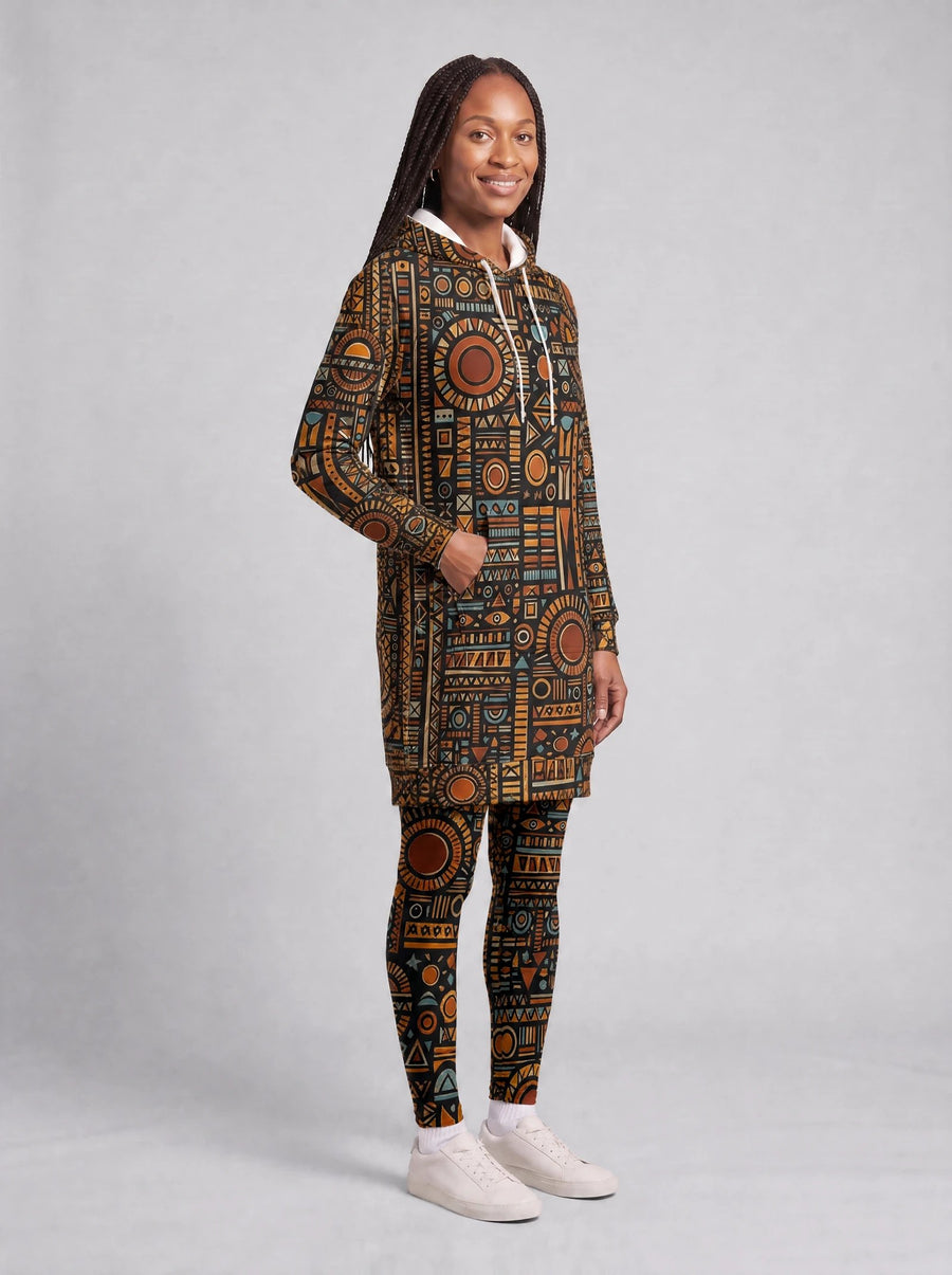 Afrocentric hoodie dress and leggings, photo 2