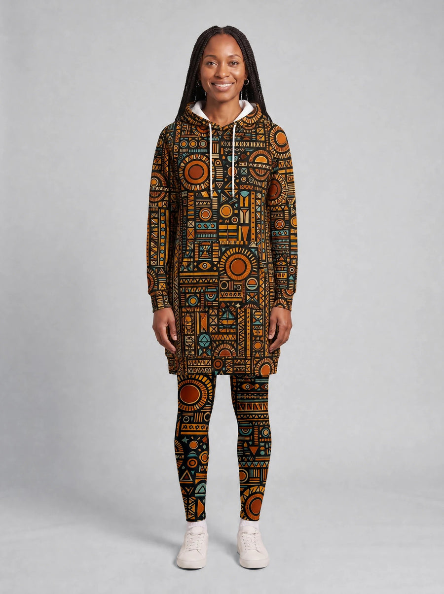 Afrocentric hoodie dress and leggings, photo 4