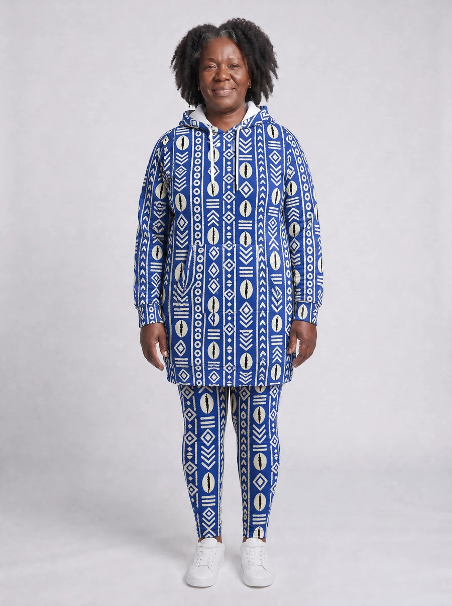 Oshun Royal Blue hoodie dress and leggings, photo 1