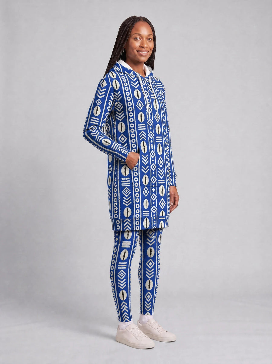 Oshun Royal Blue hoodie dress and leggings, photo 2