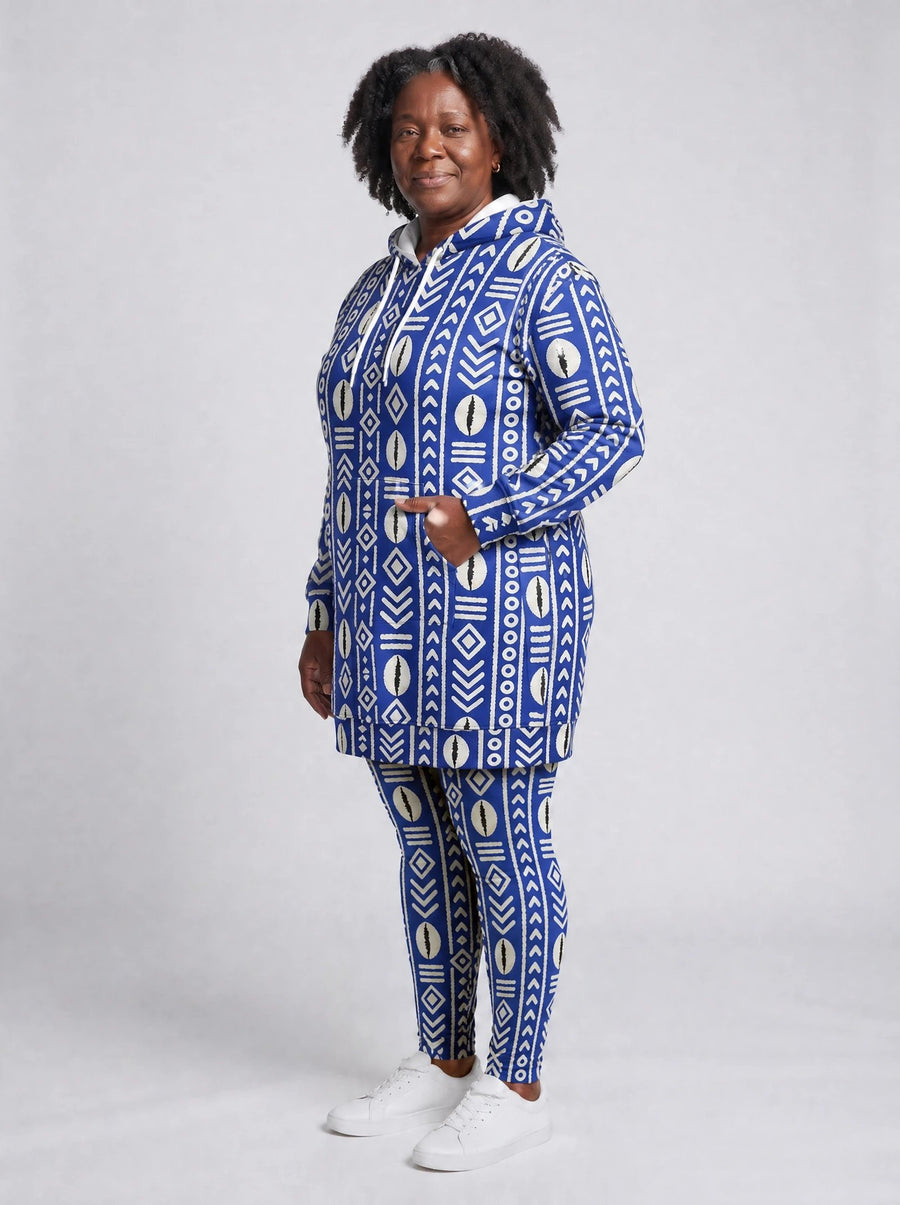 Oshun Royal Blue hoodie dress and leggings, photo 3