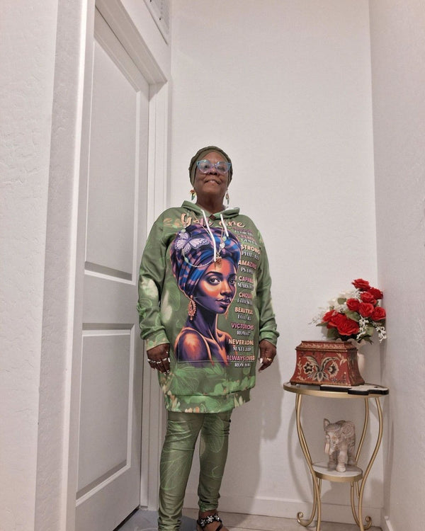 Customer photo: Green Orchid hoodie dress