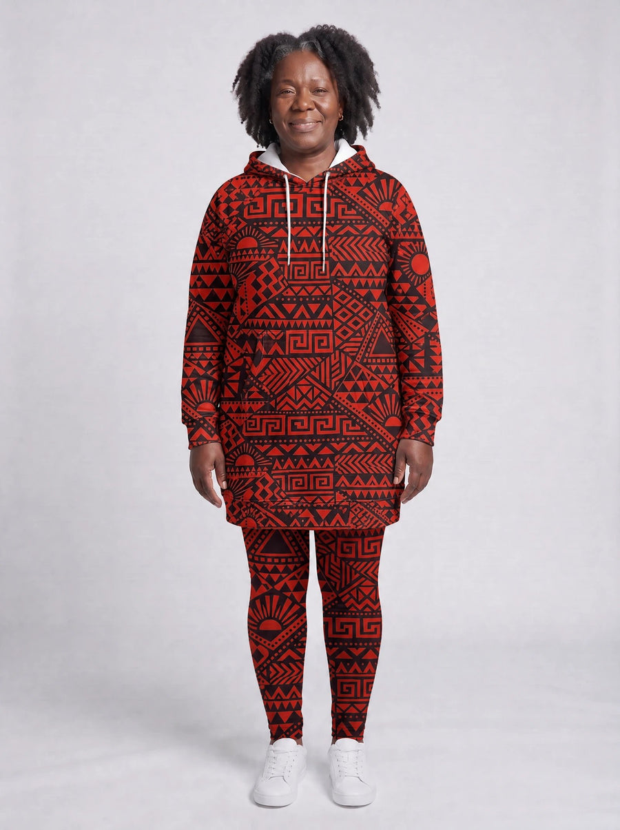 Shaka Burgundy hoodie dress and leggings, photo 1