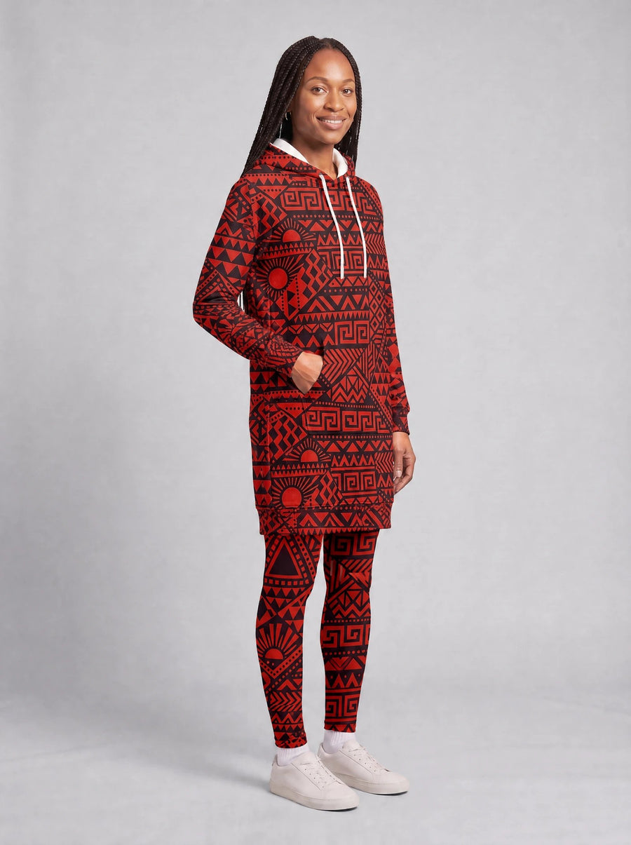 Shaka Burgundy hoodie dress and leggings, photo 2