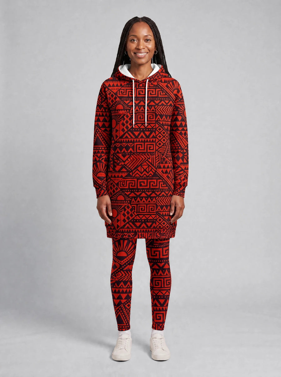 Shaka Burgundy hoodie dress and leggings, photo 4
