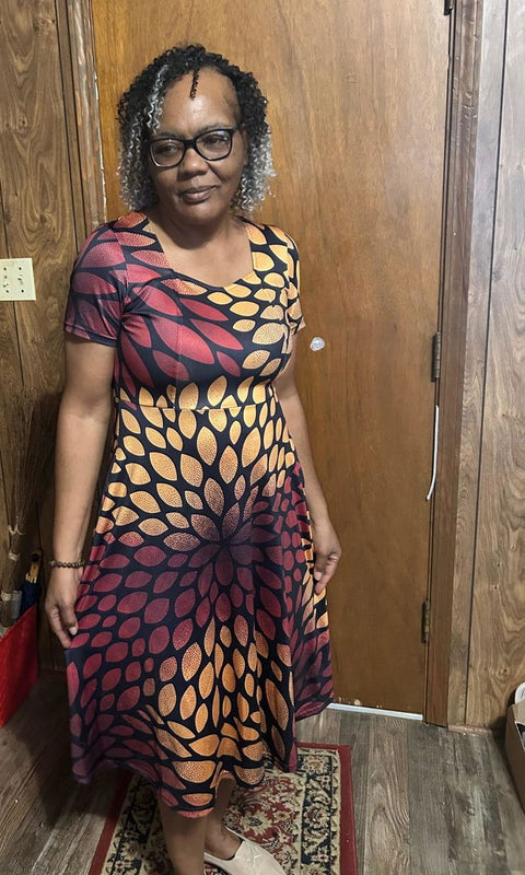 Customer photo: Joyce in the Mavuno sweetheart midi